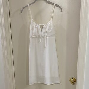 Lulu's White Mini Dress with Tie Front